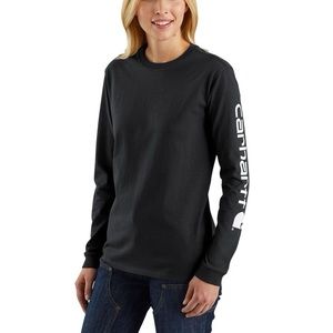 NWT Carhartt Women's Loose Fit Heavyweight Long-Sleeve Logo Sleeve T-Shirt